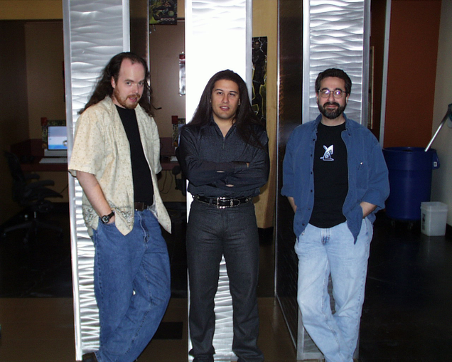 The founders of Ion Storm Dallas and Austin: Tom Hall, John Romero, Warren Spector.
